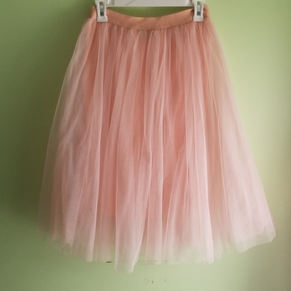 A-Line Pink/Salmon Tulle Skirt